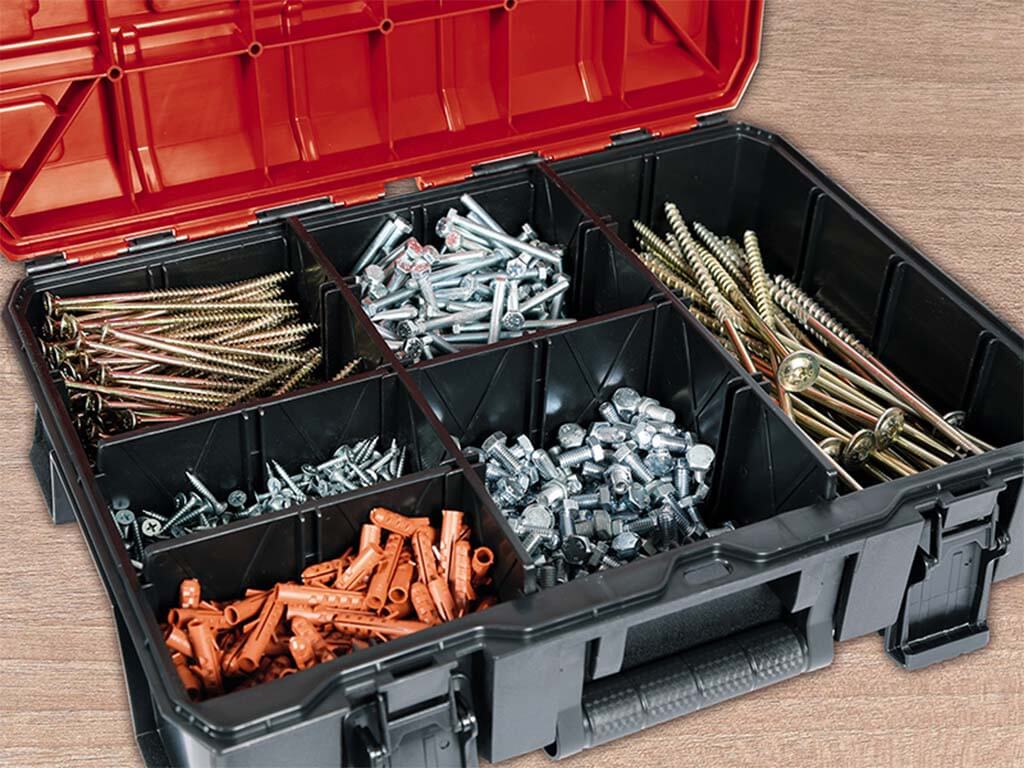 tool box filled with various screws