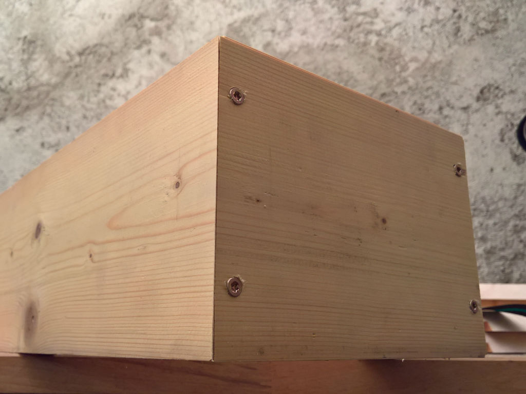 wooden box screwed together